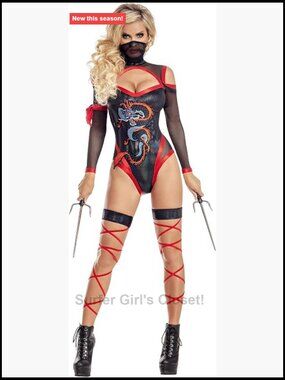 Crouching Dragon Ninja Foil Velvet Romper Costume Set with Mask